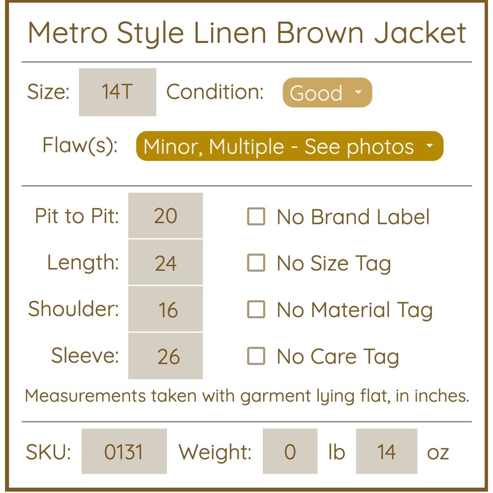 Metrostyle Womens 100%‎ Linen Button Jacket 14T Vintage Romantic Fairycore Boho - Picture 9 of 9